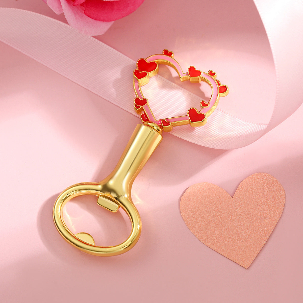 Heart Bottle Opener – Enamel Mini Heart Border Design, Gold & Silver - Image 6