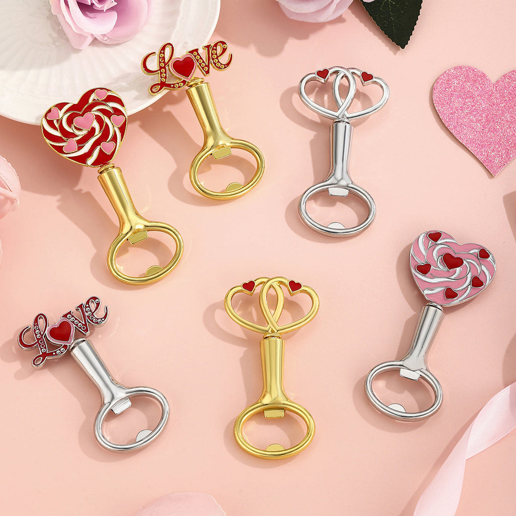Heart-Shaped Bottle Opener Party Favors – Love Theme Metal Bottle Openers for Wedding, Anniversary & Valentine's Day - Image 1