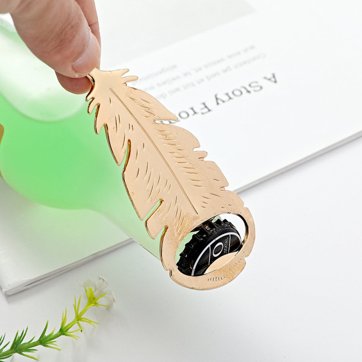 Feather Bottle Opener – Gold Metal Cap Lifter with Feather Design, Gift Box or Standard Packaging - Image 6