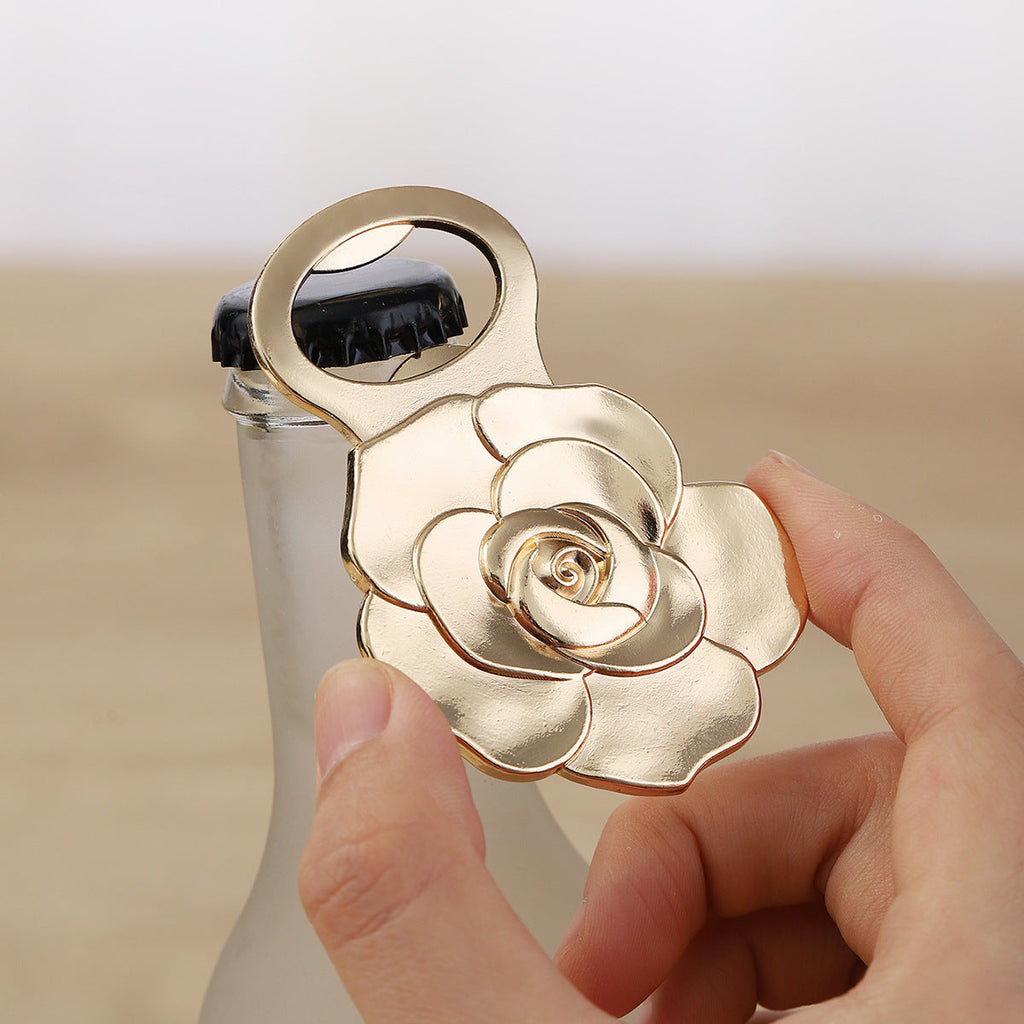 Rose Bottle Opener – Gold Metal Flower Cap Lifter - Image 3