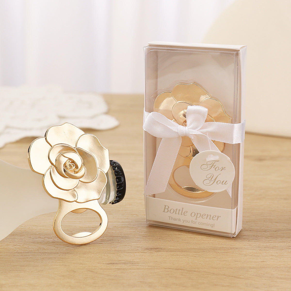 Rose Bottle Opener – Gold Metal Flower Cap Lifter - Image 2