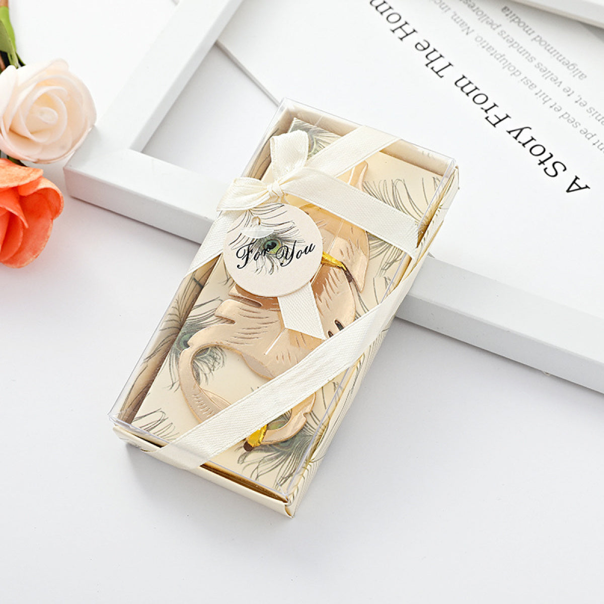 Feather Bottle Opener – Gold Metal Cap Lifter with Feather Design, Gift Box or Standard Packaging - Image 2