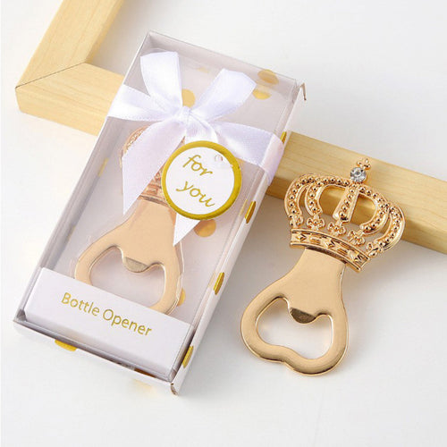 Crown Bottle Opener – Gold Metal Cap Lifter with Detailed Crown and Rhinestone Accent - Image 1