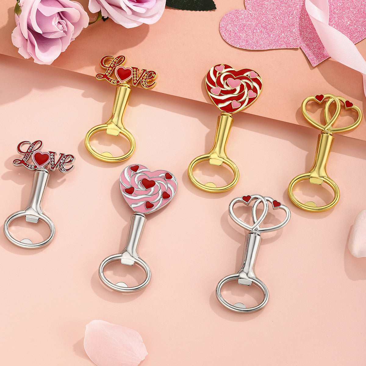 Heart-Shaped Bottle Opener Party Favors – Love Theme Metal Bottle Openers for Wedding, Anniversary & Valentine's Day - Image 3