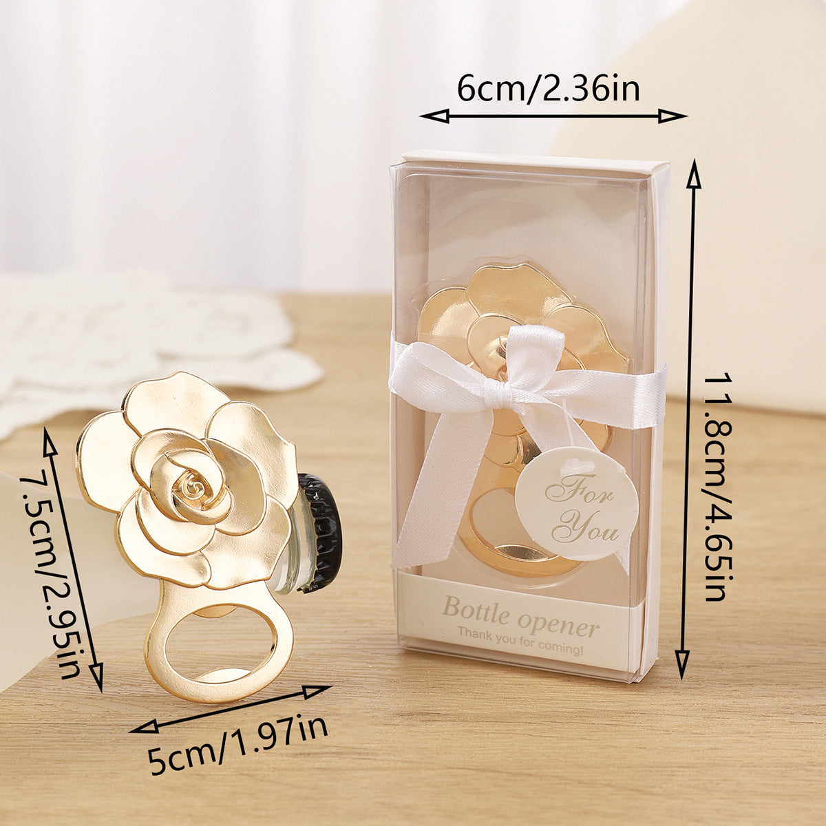 Rose Bottle Opener – Gold Metal Flower Cap Lifter - Image 4