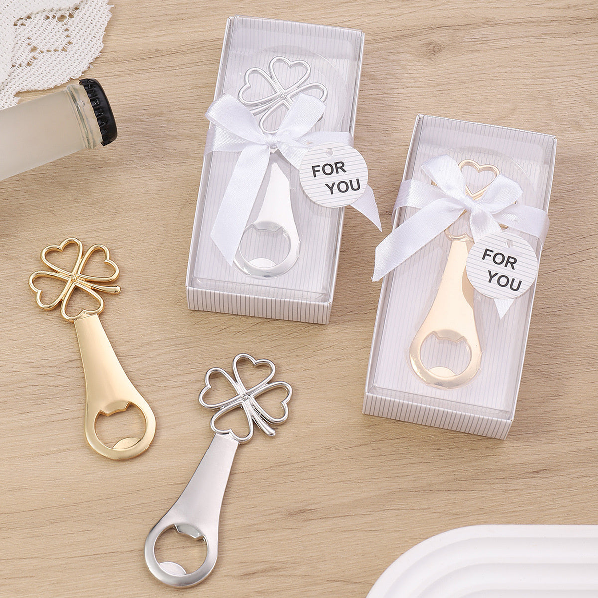 Cross-border Creative Four-leaf Clover Metal Bottle Opener Party Gift Zinc Alloy Portable Household Bottle Opener Wholesale - Image 1
