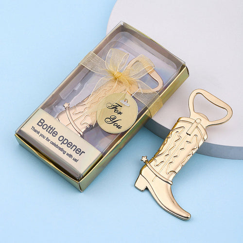 Gold Cowboy Boot Bottle Opener with Gift Box – Western Metal Cap Lifter - Image 1
